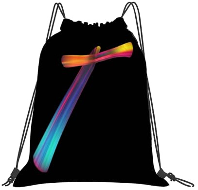 Rainbow Letter T Drawstring Bag Colorful Small Sports String Bags for Swimming, Gym Traveland Everyday Use