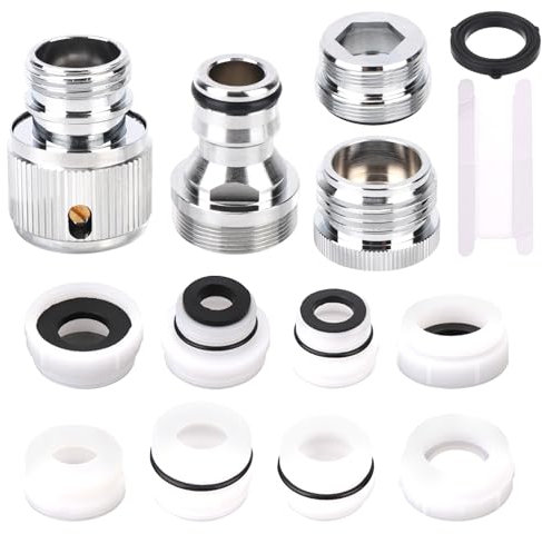 4 Pack Faucet Adapter Set, Quick Connect Sink Tap to Garden Hose Adapter Dishwasher & Washing Machine Coupler Connector for Kitchen, Bathroom, Pet Bathing, Garden, and Shower Hose