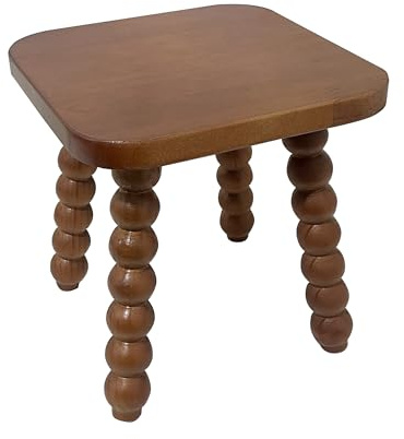 JUIOETUR Solid Wooden footstool9.3 Inch - Short Stool for Kids & Adults, Sensory Table Helper - Sturdy Foot Stool for Bathroom, Kitchen, Bedroom, Natural Plant Stand, Toddler Helper (Brown)