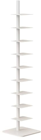 Estantería de metal de 9 niveles, torre de libros alta y estrecha para espacios pequeños, estante de escalera vertical, estante de almacenamiento de esquina para oficina en casa y sala de estar