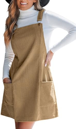 CUPSHE Mini robe en velours côtelé avec poches et col carré pour femme, kaki, Taille XL