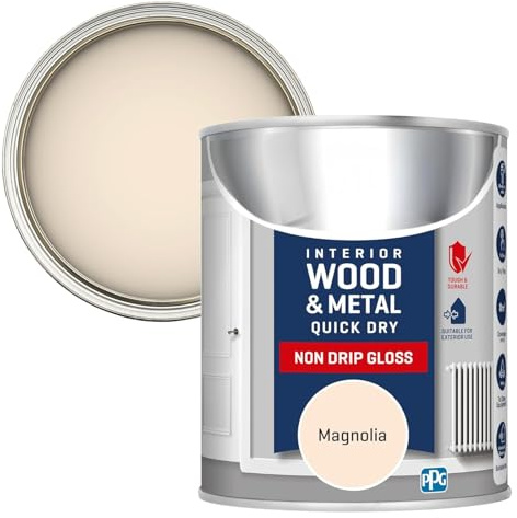 HOCHSTE® Wood & Metal Paint, Quick-Drying Formula, Long-Lasting Protection, DIY Enthusiasts, Furniture, Doors, Cabinets, Railings, Fences, Ideal For Home, Office, Craft Projects, (Magnolia, 750ML)