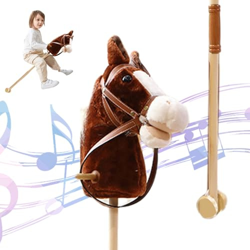 Xoeryoy Horse de bâton avec des Effets sonores réalistes en Peluche 39 TELLE Halloween Hops Cheval avec ROUILES ET Pose DE Pose sur Le Toys pour Cadeaux Enfants B