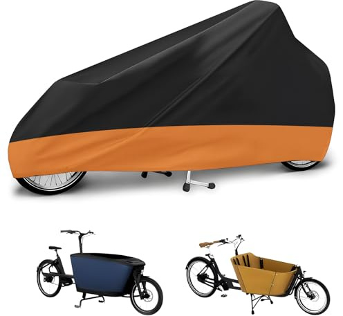 Lasthjulsskydd, cykelskydd, lasthjul, 420D, oxfordtyg, cykelskydd, vattentät, utomhus, cykelgarage, väderbeständig, lastcykel, presenning, skydd (svart och orange)