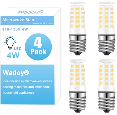Wadoy E17 LED Appliance Bulb for Refrigerator & Cooker Hood, AC125V, 4 Pack