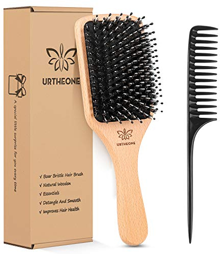 Hair Brush Boar Bristle Hairbrush for Thick Curly Thin Long Short Wet or Dry Hair Adds Shine and Makes Hair Smooth, Best Paddle Hair Brush for Men Women Kids