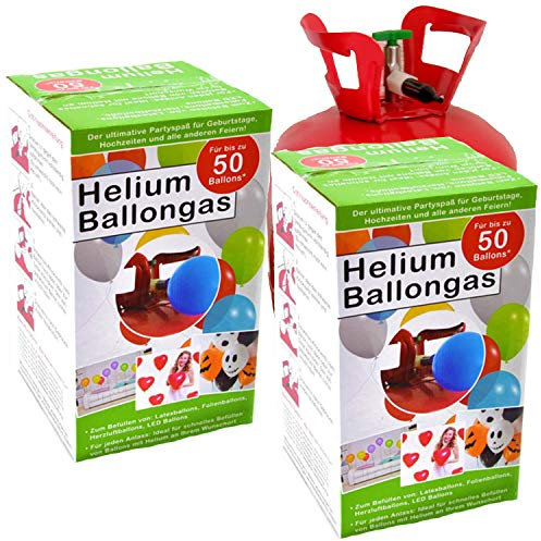 2x Helium-flasche für ca. 100 Luftballons Folienballons Ballongas 360 Liter (0,36 m³)