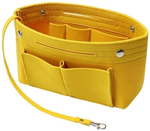 Soyizom Filz Handtasche Organizer Bag in Bag,Innentaschen Handtaschenordner Organizer mit Schlüsselkette für Speedy Neverfull,8 Farben (Gelb,Klein)