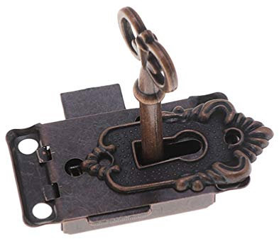DOITOOL Cerradura Decorativa Para Muebles Con Llave Ideal Para Armarios Joyeros Y Cajas De Madera Vintage 5.0X2.5X0.5 Cm Bronce Rojo
