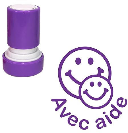 Avec aide Tampons Auto-Encreurs Enseignants - Pourpre 22mm, Re-éncrable