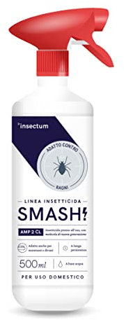 Insetticida Ragni Spray Insectum Smash 500 ml | Previene la Formazione di Ragnatele | Elimina Ragni per la Casa | Senza Permetrina