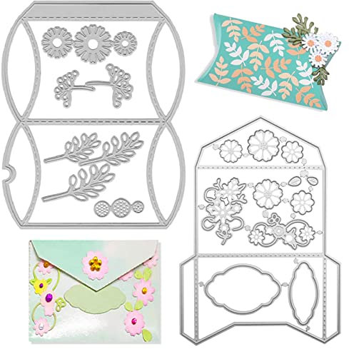 Qixuer Geschenkbox Stanzschablonen, 2 Stück Stanzschablone Schachtel Stanzschablone Box Schachtel Cutting Dies Schablone Schneidebrett aus Metall für Scrapbooking Fotoalbum Karte Papier Dekoration