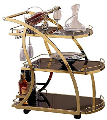 AVLUZ Küchenauto im Freien mit Lagerung, 3 -stufig servierende Trolley Universal Castors mit Bremsen Küchenwagen robuster Rollwagen for Terrasse, Rasen & Garten