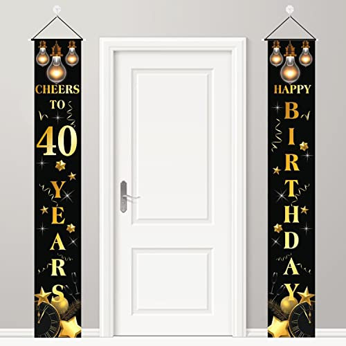 40. Geburtstag Deko Banner Schwarzes und Gold Geburtstag Party Dekorationen für Frauen und Männer 40. Geburtstagsdeko Alles Gute zum Geburtstag Banner