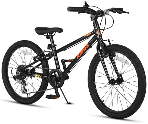 Glerc AMOS 20 Zoll Kinderfahrrad für 6 7 8 9 jährige Jungen Mädchen Teenager mit Doppelhandbremsen und verstellbarem Ständer, schwarz