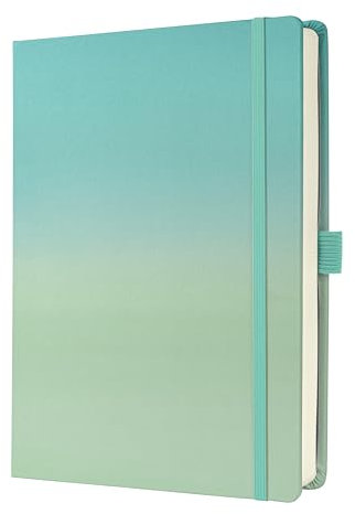 SIGEL JB102 Notizbuch Bullet Journal Jolie, Dot-Lineatur, dickes 120 g Papier, A5+, türkis, 200 Seiten, Hardcover mit beschichtetem Stoff, Gradient Sea, vegan, aus nachhaltigem Papier