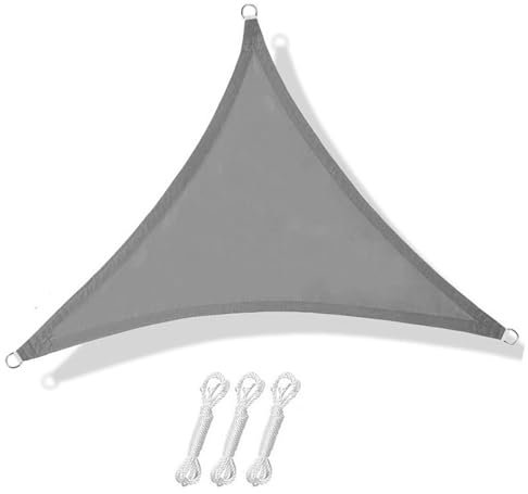 XTDMJ Tenda parasole triangolare, 3 x 3 x 3 m, impermeabile, con kit di fissaggio, resistente agli strappi e alle intemperie, per terrazze e giardino (grigio)