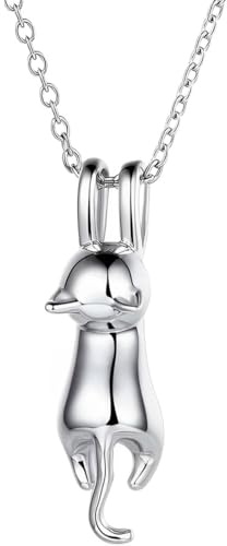IBXWMNG pendentif chat, Collier Chat avec Pendentif Croissant de Lune et Chat - Bijoux pour Femmes et Filles, cadeau noël parfait pour les femmes filles