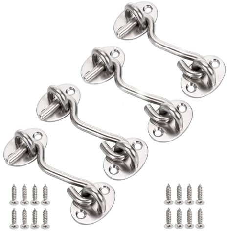 Mgoodoo Gancho para tormenta con ojales, gancho de cabina de acero inoxidable, gancho para puerta, gancho para ventana, gancho de tormenta para puerta oscilante de madera, persianas de madera, cerrojo