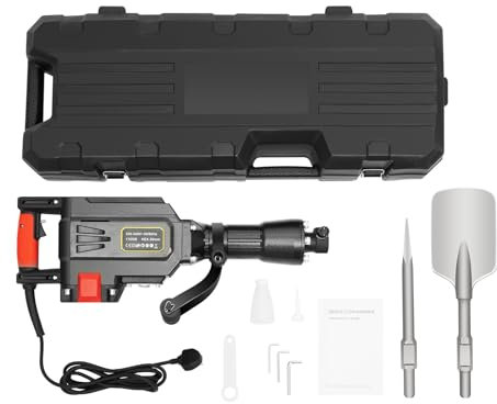 1700W Electric Jack Hammer Portable Tree Digger Garden Tree Excavator, with 2 Different Drill Bits (1 Pickaxe and 1 Shovel), for Demolition Trenching Drilling Holes etc