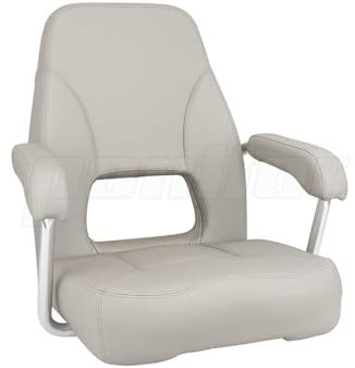 PONTTOR Bootssitz/Bootsstuhl/Steuerstuhl AMMERSEE, Vinyl Haptik ähnlich Stoff, mit Armlehnen für Boot, Yacht und Schiff (seidengrau)