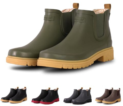 Jollywalk ankle wellies mens, handmade, 100% rubber, waterproof and non slip, suitable for daily wear and walking dogs