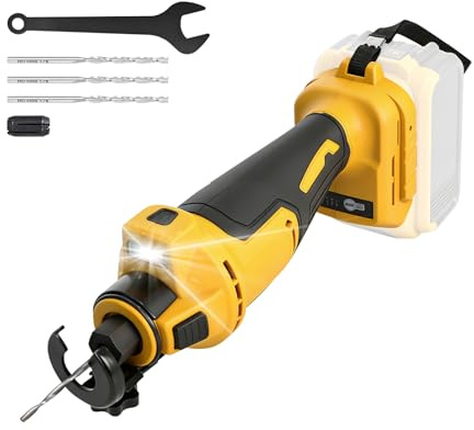 Cortador rotativo de batería para Dewalt 18/20V, herramienta de corte sin escobillas con luz LED, sierra giratoria de yeso ajustable en profundidad, sierra espiral compacta para cortar chapa y madera