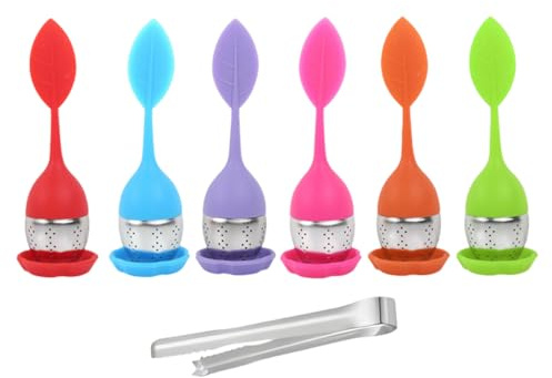 Abiyou 6 Pièces Infuseur à Thé En Feuilles, Filtre à Thé En Silicone, Boule à Thé Filtre à Thé, Avec 1 Pince à Glace, Pour Tisane Et Thé En Vrac ﻿