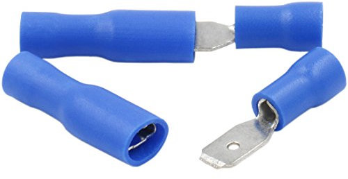 Heschen Lot de 100 bornes de câble mâle/femelle à déconnexion rapide en vinyle entièrement isolé 4,8 x 0,5 mm pour 1,5-2,5 mm² (16-14 AWG) Bleu