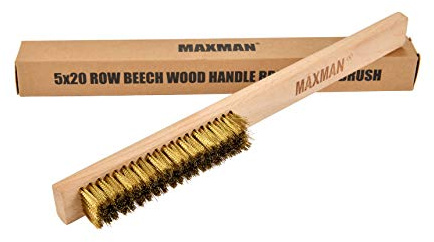 MAXMAN Brass Brush, Soft Brass Bristle Wire Brush for Cleaning Metal Rust, Welds, Home and Kitchen, Wire Scratch Brushes with 10 Beechwood Handle