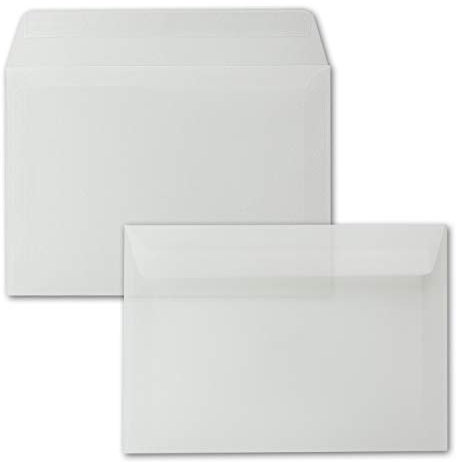 100x Briefumschläge DIN C5 Transparent Weiß - 16,2 x 22,9 cm - Haftklebung - durchsichtige Kuverts für große Einladungen und Karten zum Geburtstag oder Hochzeit