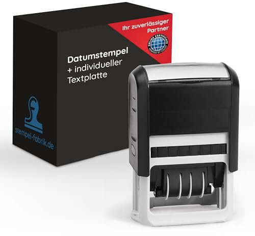 stempel-fabrik Datumstempel mit individueller Textplatte / (Datum) - selbstfärbender personalisierter Eingangsstempel, Poststempel, Bürostempel