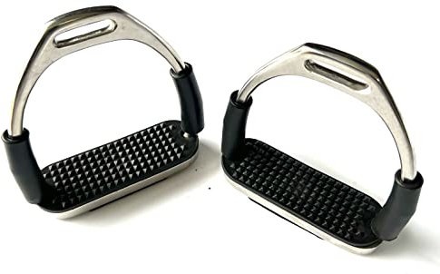 Flexible Sicherheitssteigbügel für Pferde, poliert, silberfarben, 12,7 cm, Reiten, biegsamer Eisenstahl