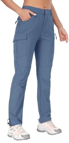 GymBrave Pantalon de Randonnée pour Femmes Léger Séchage Rapide Été Cargo Imperméable Montagne Pantalon Travail 3/4 Extensible avec Poche Zippée