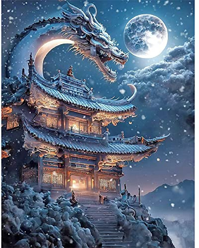 5D DIY Square Drill Diamond Painting Dragon 40x50 cm - Dragon Art Painting by Numbers - Square Diamond Picture Art - Cross Stitch Kits for Kids