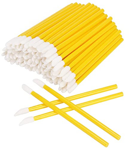 100 Pezzi Monouso Pennelli Labbra, Lip Gloss Applicatore Bacchette Pennello, Pennello Correttore, Rossetto Microbrush Pennelli, Labbro Applicatore Bacchette, Per Sopracciglia, Labbra (Giallo)
