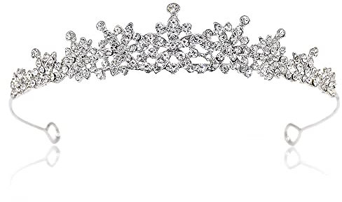 Corona di Cristallo Nuziale, Corona con Strass,Strass Matrimonio Compleanno Diadema,Squisito e Affascinante Corona Di Cristallo,Accessori Per Princess Compleanno Parties Crown(Argento)