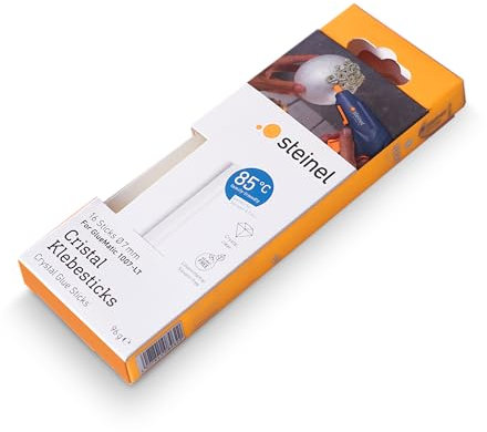 Steinel Niedrigtemperratur Klebesticks Cristal, transparente 85° Heißklebesticks 7 mm, 16 Stk. Heißklebepatronen, für Klepistole GlueMatic 1007-LT