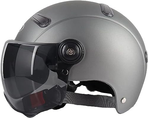 GAORUTO Motorrad-Halbgesichtshelm, DOT/ECE-zugelassene Kappe, Halbschalenhelm, Retro-Jethelm mit offenem Gesicht, DOT/ECE-Jet-Helm mit Verstellbarer Schnellverschluss-Schnalle, Sturzhelm E,55~60CM