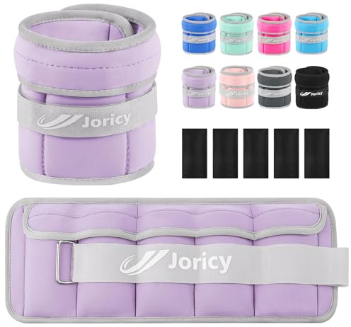 JORICY Adjustable Ankle Weights for Women Men Kids, 1–4kg Pair Leg/Wrist/Arm Weight Straps with Removable Weight for Yoga Walking Running Gymnastics Aerobics Physical Therapy, Purple
