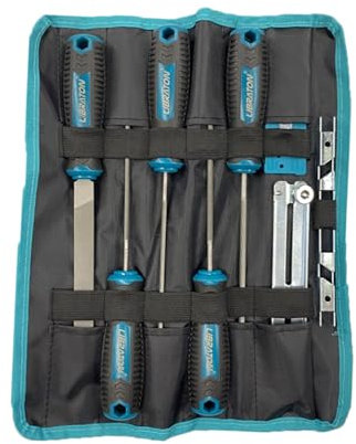 LIBRATON Kit Afilar Motosierra, Juego de Limas para Motosierra, Universal Limas Redondas con Mango de 4,0mm, 4,8mm, 5,5mm, Lima Plana de 152mm, Lima Motosierra para Cadena, Guía de Afilado y Funda