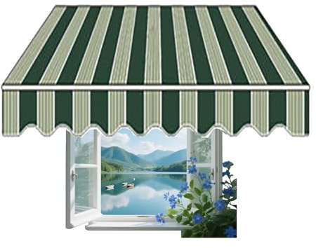 Parasol retráctil para exteriores, toldo de poliéster impermeable de repuesto para patio, restaurante, tienda, porche, tela a rayas (4,5 x 2 m)