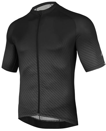 AMZSPORT Maglia Ciclismo Uomo Manica Corta Traspirante Estiva per Bici MTB Maglietta Maniche Corte Abbigliamento Ciclismo Asciugatura Rapida Magliette Strisce Nere L