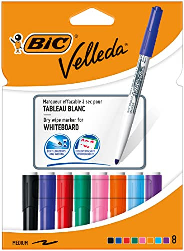 Bic 1199001748 Whiteboard-Marker Velleda 1741, Rundspitze, 8er Etui