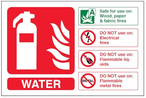 vsafety 11013 Al-s Panneau extincteur, l'eau d'identité, autocollant, paysage, 150 mm x 100 mm, vert/rouge