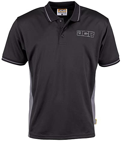 JCB - Workwear Men's Polos - Polo Shirt - Performance Polo Shirt, D+IB - Black/Grey, Size X-Large