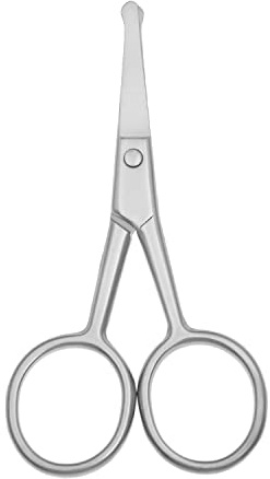 Motanar Tijeras de seguridad de acero inoxidable con punta roma para cortar el cabello, aseo profesional para cejas, nariz, bigote, barba, hombres y mujeres