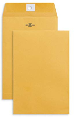 Blue Summit Supplies 100 6” x 9” Clasp Envelopes with Gummed Seal, Small Clasp Mailing Envelopes Made From 28lb Kraft Paper, For Smaller Items or Handling Cash, Bulk 100 Pack