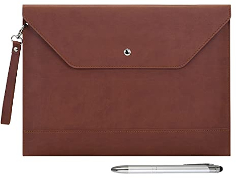 Wonderpool Funda A4 para Archivos, Piel sintética Engrosada, con Correa para articulación y Bolsillos, Bolsa para Documentos, papelería, Tableta, Soporte Organizador (café)