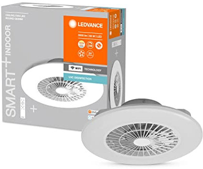 LEDVANCE Smarte WiFi LED Deckenventilator Leuchte, weiß, mit UV-C Technologie zur Luftdesinfektion mit Wifi Technologie, Smarte Ventilator Lampe steuerbar über App und Sprachassistenten